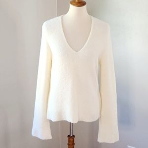 NWT EXPRESS Ivory Chenille Deep V-Neck Sweater